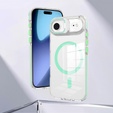 Pouzdro pro iPhone Air, pro MagSafe, se stojánkem, průhledné se zelenými vložkami