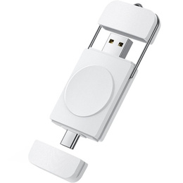 Indukční nabíječka pro Apple Watch 1/2/3/4/5/6/7/8/SE, bílá