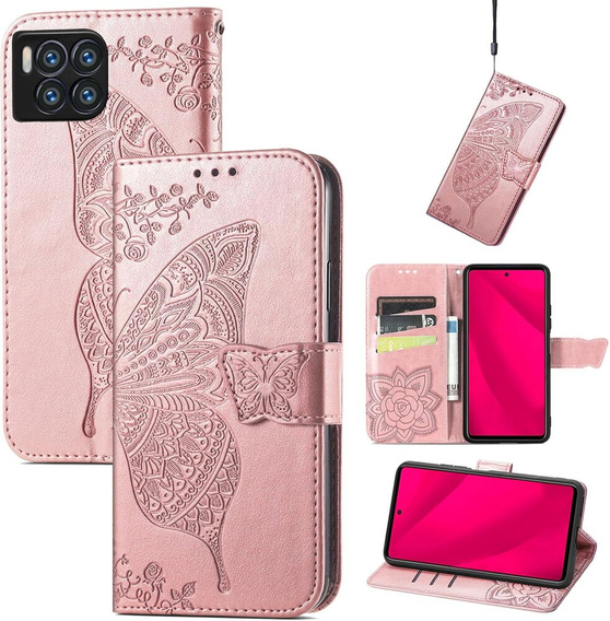 Klopové pouzdro pro T Phone 2 Pro 5G, Butterfly, růžové rose gold