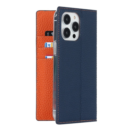 Klopové pouzdro pro iPhone 14 Pro Max, Litchi Skin Grain, námořnicky modré