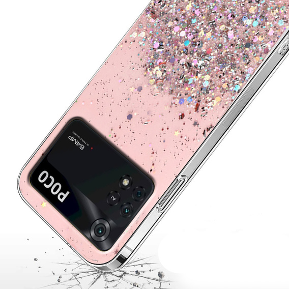 Pouzdro pro Xiaomi Poco M4 Pro 4G, Glittery, růžové