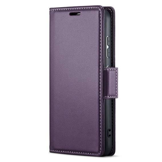 Pouzdro pro Realme 14 Pro+ 5G, ERBORD Glossy Litchi, flipová peněženka, fialové