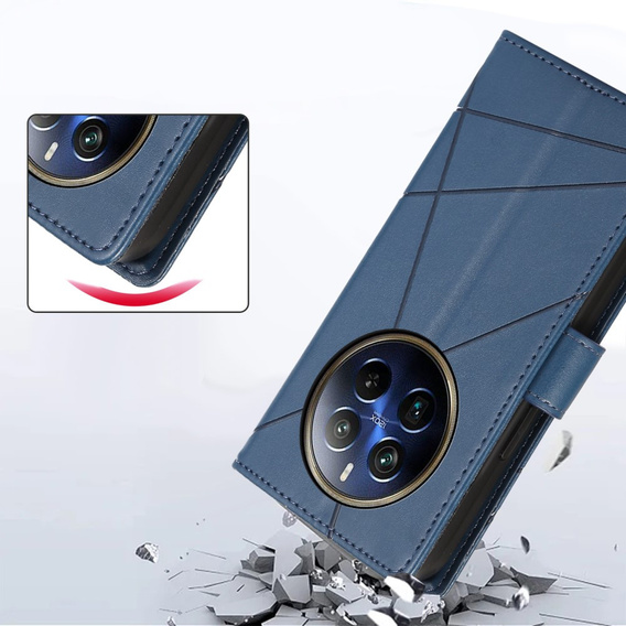 Pouzdro s klopou pro Realme 12 Pro 5G / 12 Pro+ 5G, Leather Line Wallet, modré