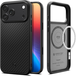 Spigen Enzo Aramid MagSafe pouzdro pro iPhone 17 Pro Max, karbonově černé