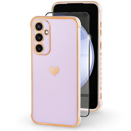 Pouzdro pro Samsung Galaxy S23 FE, Electro heart, fialové + Full Glue Ceramic Glass