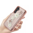 Pouzdro pro Samsung Galaxy A55 5G, Leather Flower Card Slot, růžové