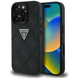 Pouzdro Guess Grained Hot Stamp 4G Triangle Metal pro iPhone 16 Pro Max