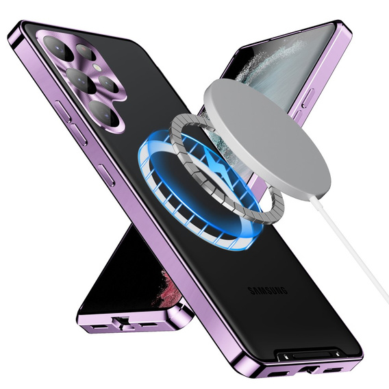 Ochranné pouzdro na fotoaparát pro Samsung Galaxy S23 Ultra, CamShield MagSafe, transparentní / fialové