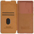 Flipové pouzdro NILLKIN pro Samsung Galaxy S25 Ultra, CamShield Qin Pro, kůže, hnědé
