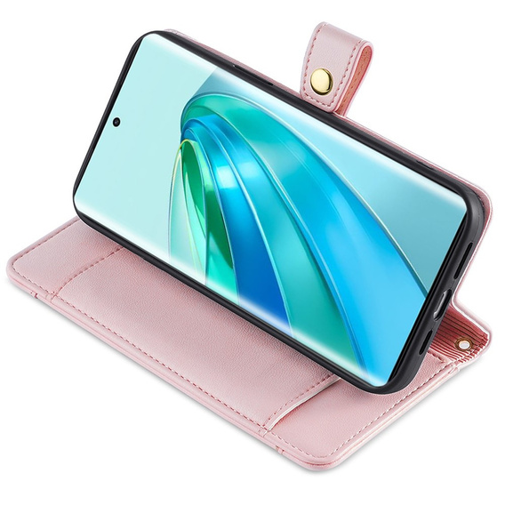 Klopové pouzdro pro Honor Magic5 Lite, Wallet Zipper Pocket, růžové