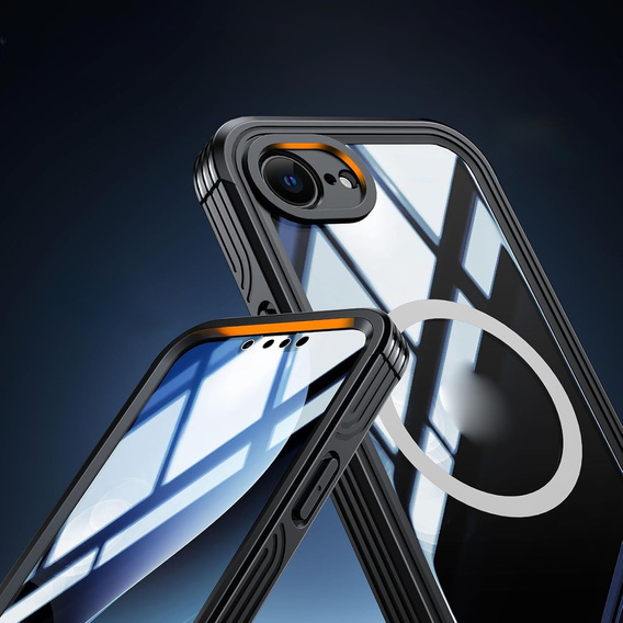 Pouzdro pro iPhone 16E, Shockproof, se sklem, pro MagSafe, černé
