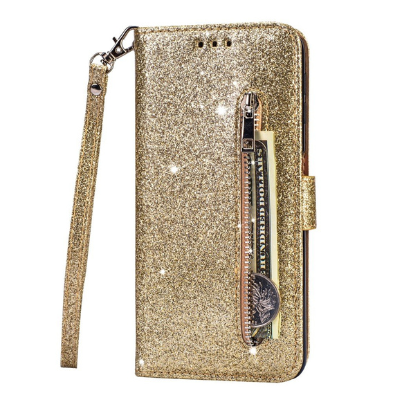 Klopové pouzdro pro Xiaomi Redmi Note 8 Pro, Wallet Zippered, zlaté