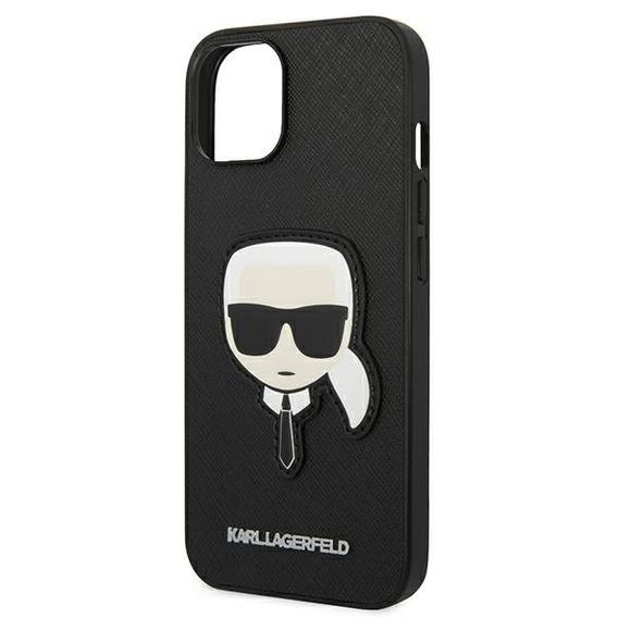 Pouzdro Karl Lagerfeld pro iPhone 14 Plus, Saffiano Karl's Head Patch, černé