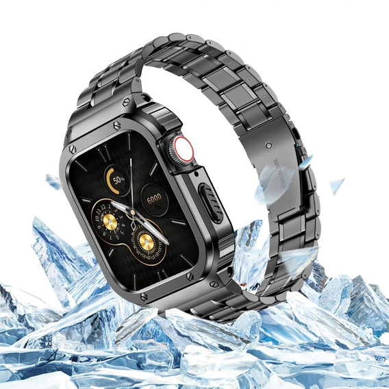 Ocelový náramek s pouzdrem pro Apple Watch 7/8/9 45MM, šedý
