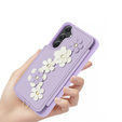 Pouzdro pro Samsung Galaxy A55 5G, Leather Flower Card Slot, fialové