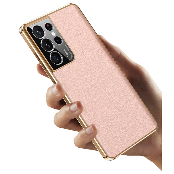 Pouzdro pro Samsung Galaxy S23 Ultra, Cowhide Leather, růžové