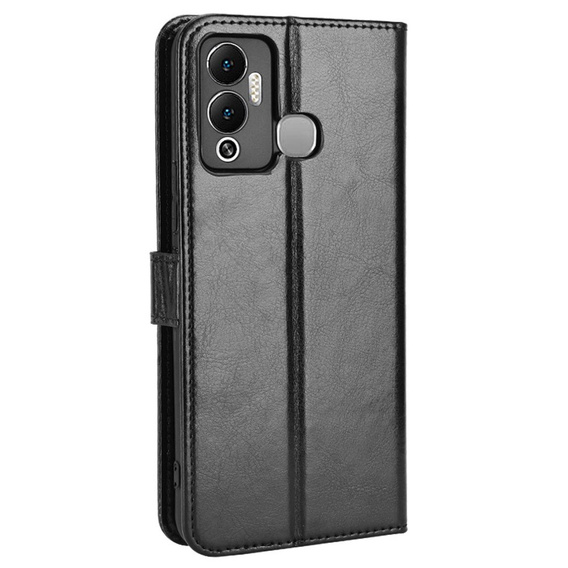 Klopové pouzdro pro Infinix Hot 12 Play 4G, Crazy Horse Wallet, černé