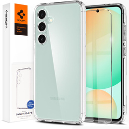 Pouzdro Spigen pro Samsung Galaxy S24 FE, Ultra Hybrid, průhledné + 9H tvrzené sklo