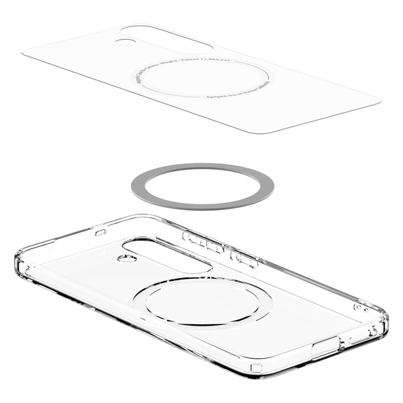 Pouzdro MagSafe Spigen pro Samsung Galaxy S25, Ultra Hybrid, transparentní / bílé + 9H tvrzené sklo