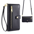 Klopové pouzdro pro iPhone 16E, Wallet Zipper Pocket, černé