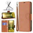 Klopové pouzdro pro Samsung Galaxy A25 5G, Wallet Litchi Leather, hnědé + 9H sklo 