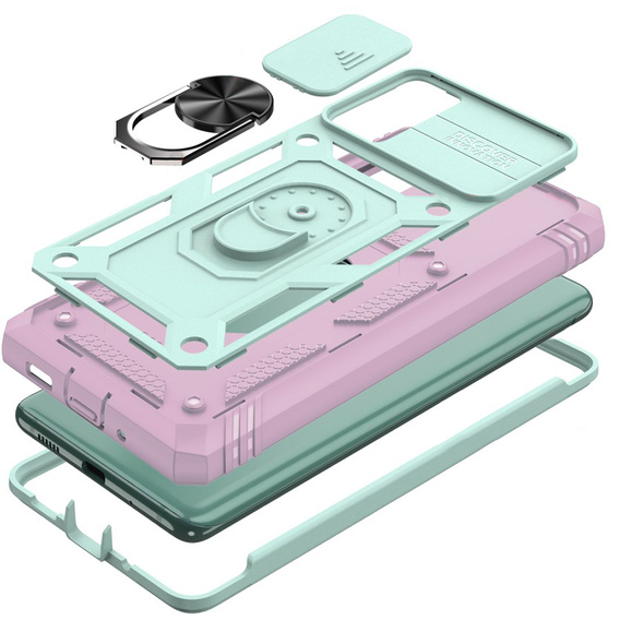 Pouzdro pro Samsung Galaxy S20 FE, CamShield Slide, zelený/růžové