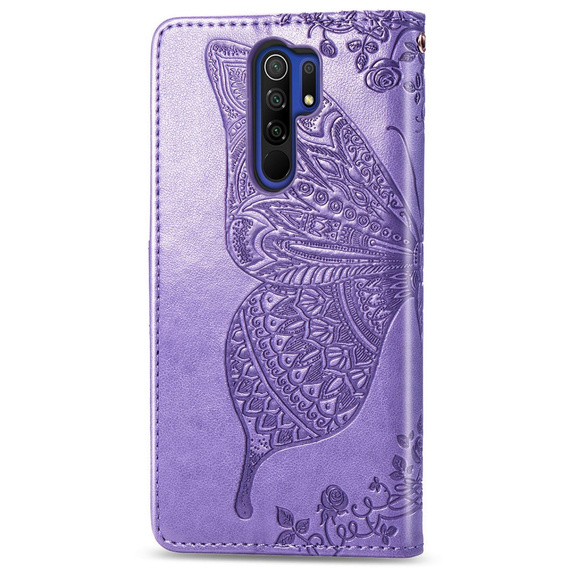 Klopové pouzdro pro Xiaomi Redmi 9, Butterfly, fialové