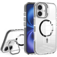 Pouzdro pro iPhone 17, pro MagSafe, se stojánkem, průhledné s černými vložkami