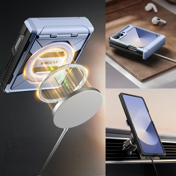 Pouzdro Tongate MECH s MagSafe pro Samsung Galaxy Z Flip7 FE / Z Flip6, modré