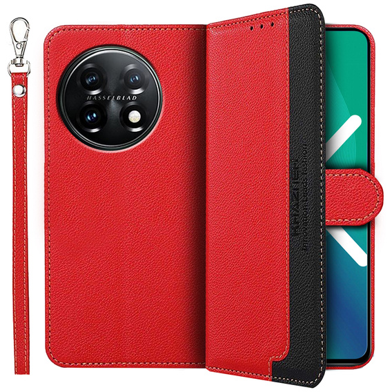 Klopové pouzdro pro OnePlus 11 5G, KHAZNEH RFID, Dual Color, červené