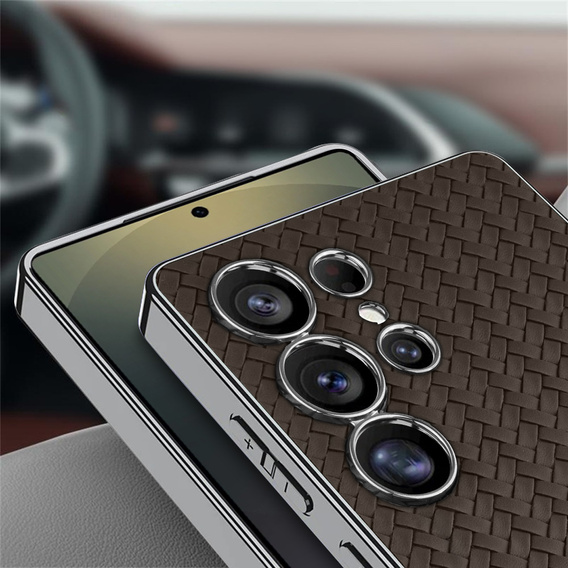Pouzdro pro Samsung Galaxy S25 Ultra, GKK Woven Leather, káva