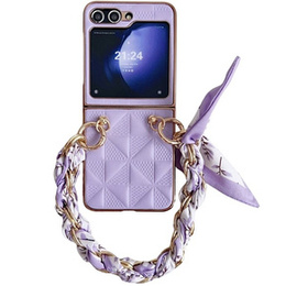 Pouzdro pro Samsung Galaxy Z Flip7 FE / Z Flip6, Grid Leather, fialové