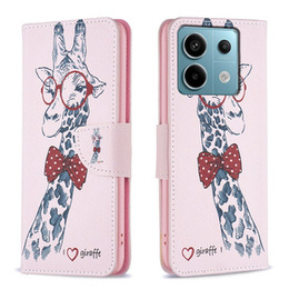 Klopové pouzdro pro Xiaomi Redmi Note 13 Pro 5G, Wallet, Giraffe růžové
