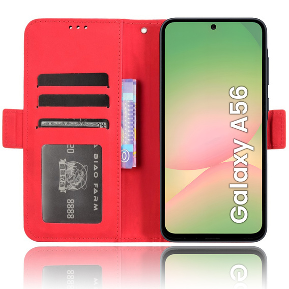 Klopové pouzdro pro Samsung Galaxy A56, Card Slot, červené