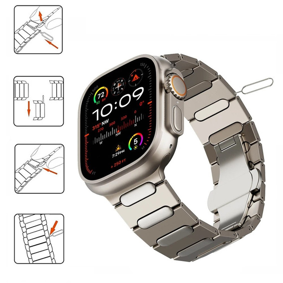 Náramek pro Apple Watch 1/2/3/4/5/6/7/8/9/SE/ULTRA/ULTRA 2 42/44/45/49MM, titanový