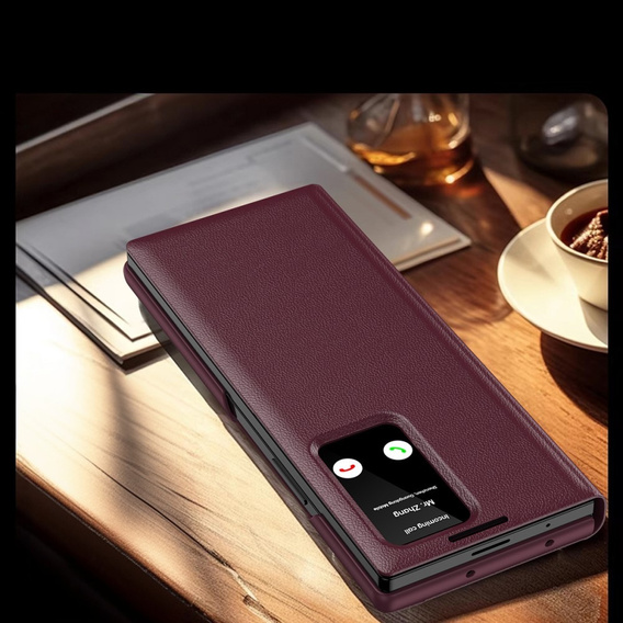 Flipové pouzdro pro Samsung Z Fold5 5G, Smart View Wallet, kaštanové