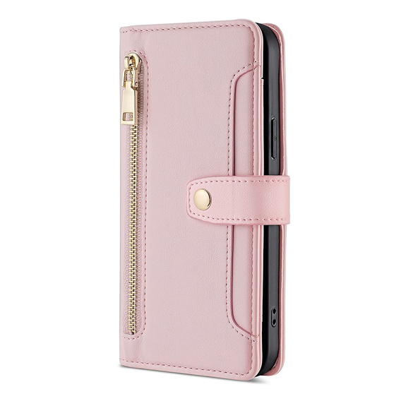 Klopové pouzdro pro Oppo Reno8 T 4G, Wallet Zipper Pocket, růžové