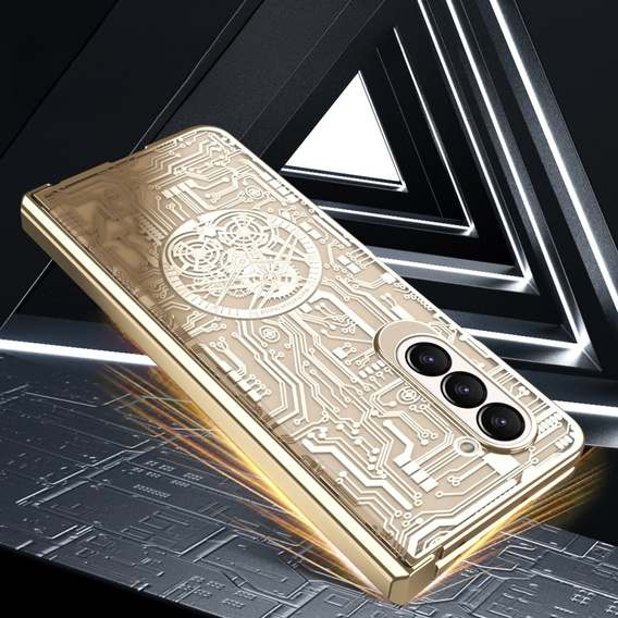 Pouzdro pro Samsung Galaxy Z Fold 5 5G, Mechanical Legend, zlaté