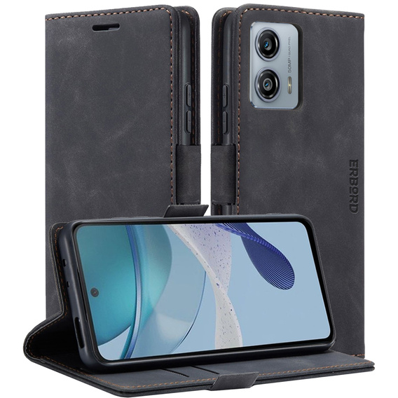 Pouzdro pro Motorola Moto G53, ERBORD Vintage peněženka s klopou, černé