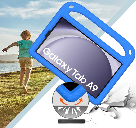 Dětské pouzdro pro Samsung Galaxy Tab A9, dětské pouzdro s rukojetí, modré