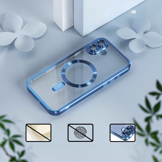 Pouzdro pro iPhone 16 Plus, Electro MagSafe, modré + sklo na displej