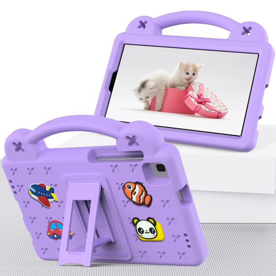 Dětské pouzdro pro Samsung Galaxy Tab A7 Lite 8.7 T220/T225, Cute Patterns, se stojánkem, fialové