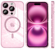 Pouzdro pro iPhone 16 Pro Max, ERBORD Glitter MagSafe, růžové + sklo na displej