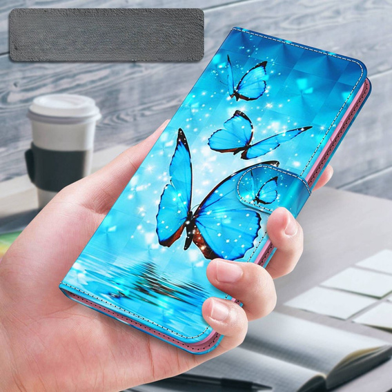 Klopové pouzdro pro Oppo A17, Wallet Light Spots Decor Butterfly, modré