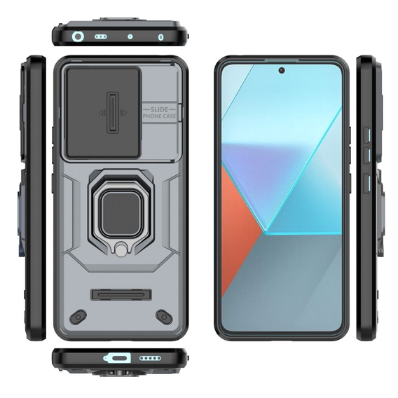 Pouzdro pro Xiaomi Redmi Note 13 Pro 5G, KickStand Camera Lens, šedé