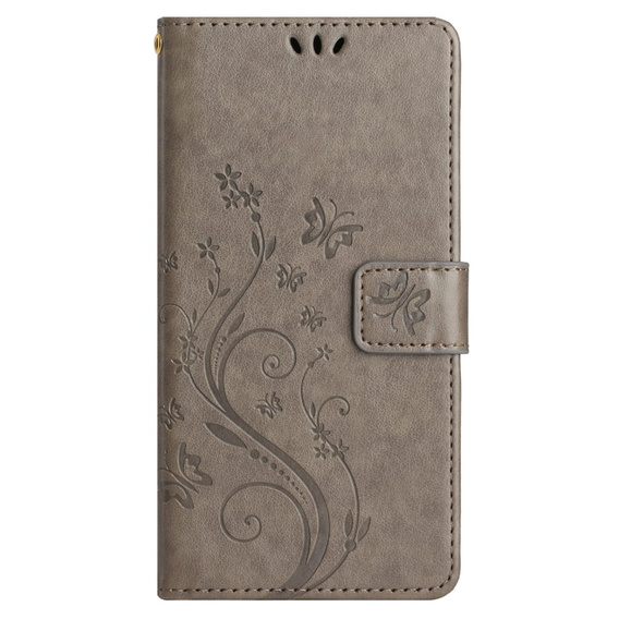 Klopové pouzdro pro Xiaomi Redmi Note 13 Pro+, Butterfly, šedé