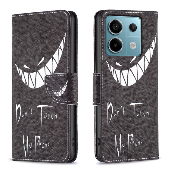 Klopové pouzdro pro Xiaomi Redmi Note 13 Pro 5G, Wallet, Don't Touch My Phone černé