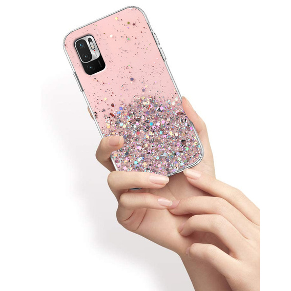 Pouzdro pro Xiaomi Redmi Note 10 5G / Poco M3 Pro 5G, Glittery, světle růžové