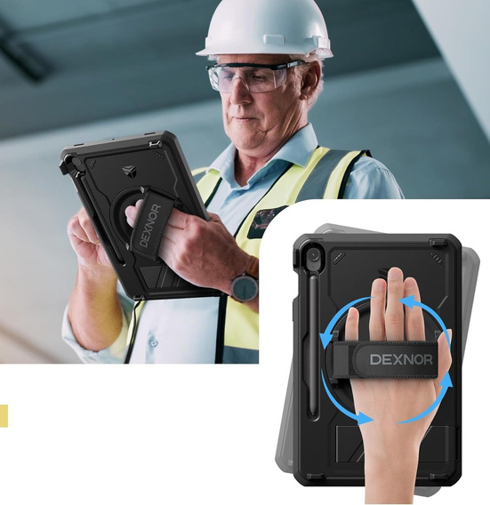 Pancéřové pouzdro pro Samsung Galaxy Tab S10 Lite / S10 FE / S9 FE / Tab S9, Dexnor Full Body, černé