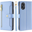 Klopové pouzdro pro Oppo A38 / A18 4G, Wallet Zipper Pocket, modré
